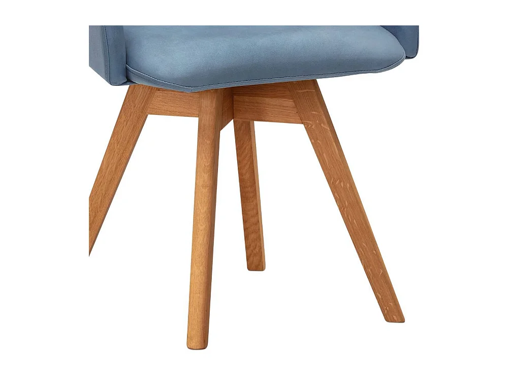 Armlehnstuhl Esstischstuhl in Hellblau mit Gestell aus Massivholz