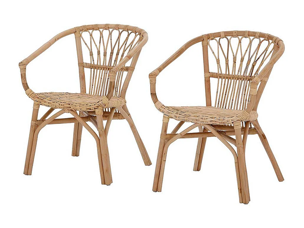 Esszimmerstühle aus Rattan Beige Armlehnen (2er Set)