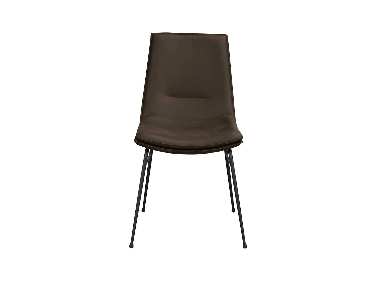 Esszimmer St�hle in Leder Braun Gestell aus Metall (2er Set)