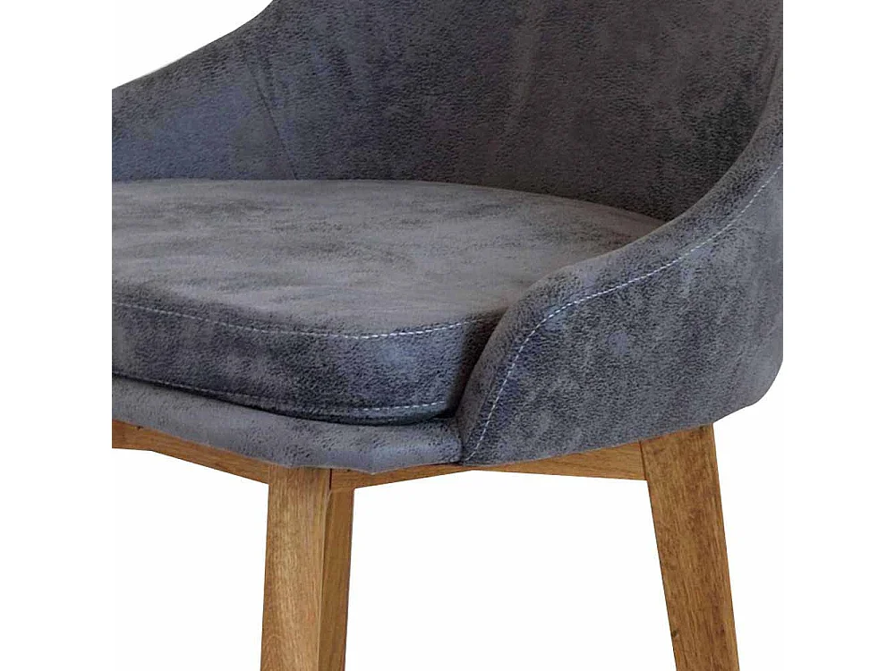Esszimmerstuhl in Grau Microfaser Wildeiche Massivholz