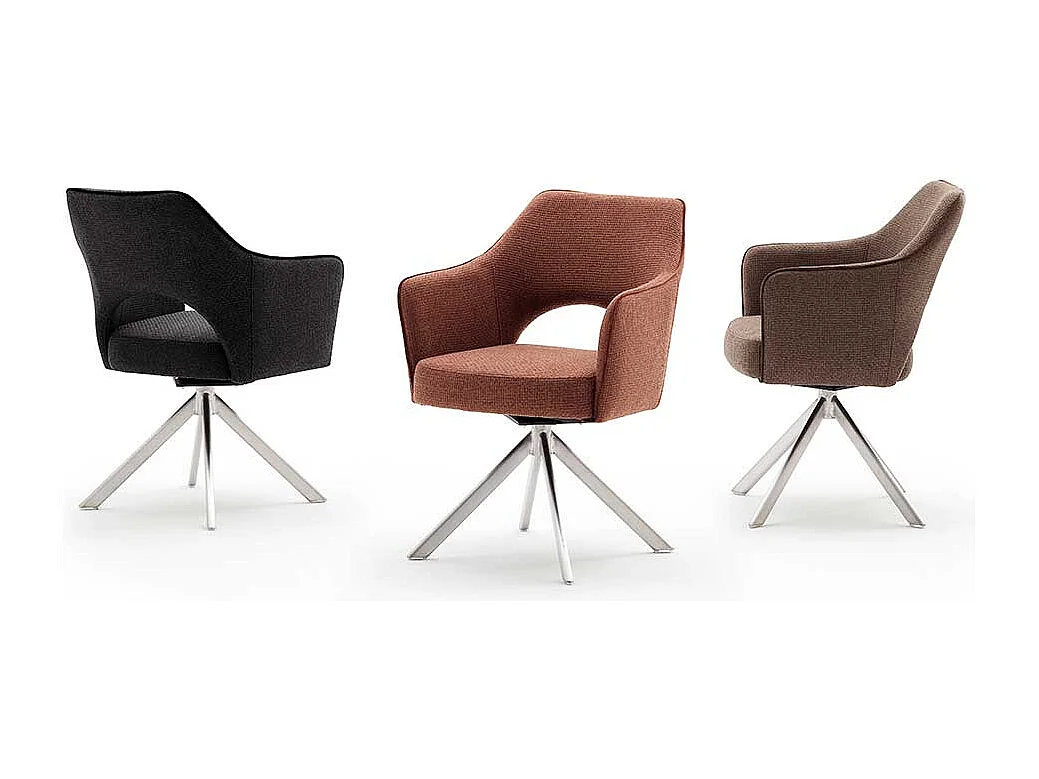 Armlehnenstühle in Hellbraun Strukturstoff drehbar (2er Set)