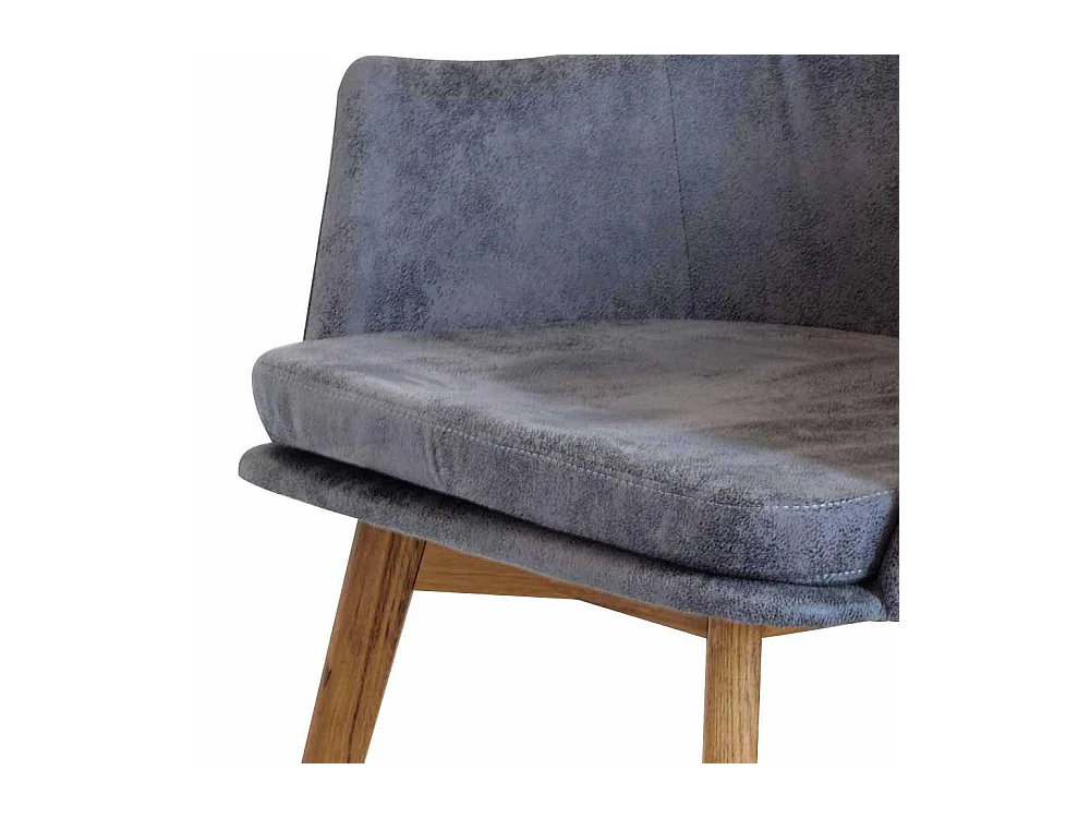 Esszimmerstuhl in Grau Microfaser Massivholzgestell