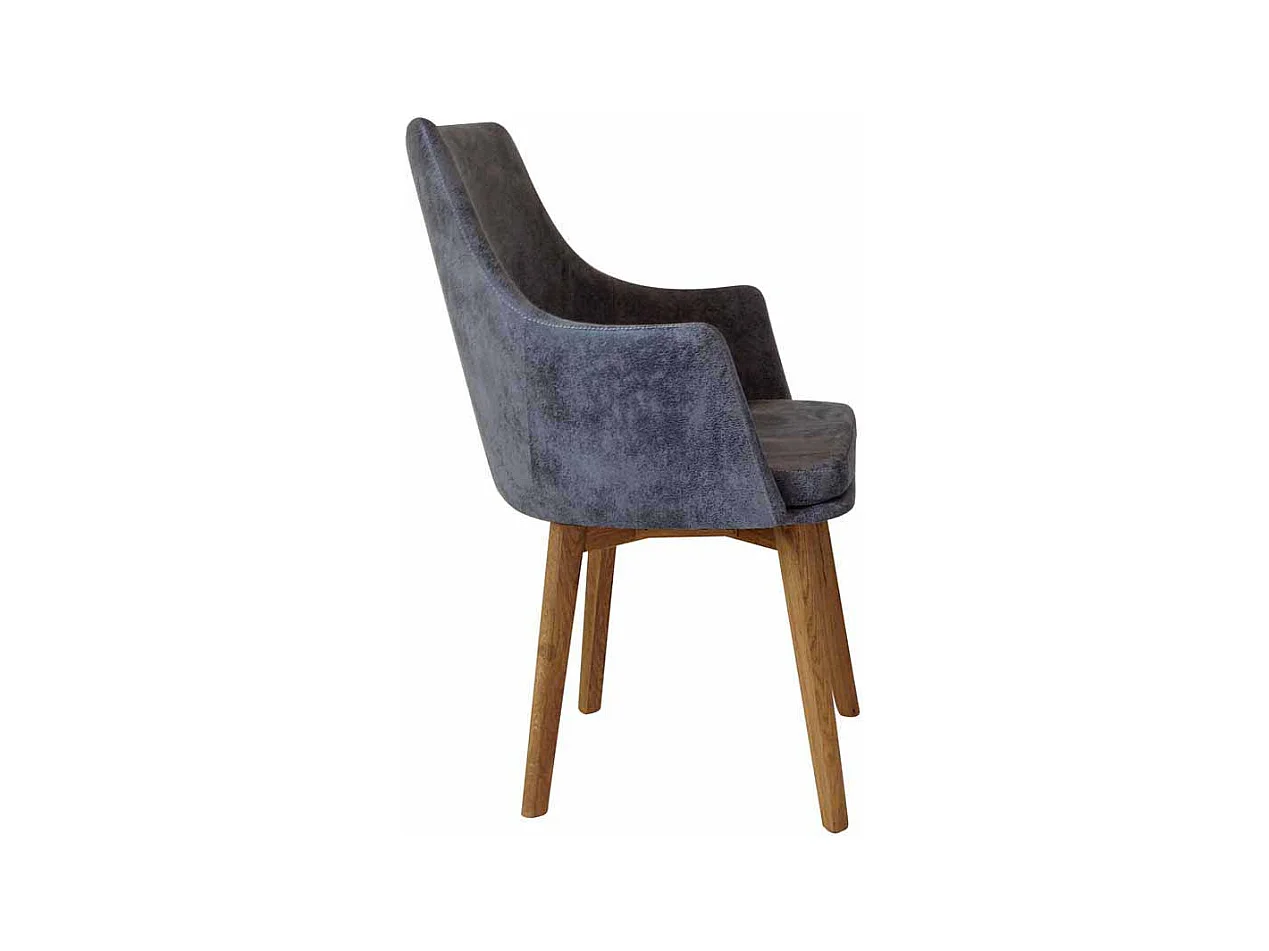 Esszimmerstuhl in Grau Microfaser Massivholzgestell
