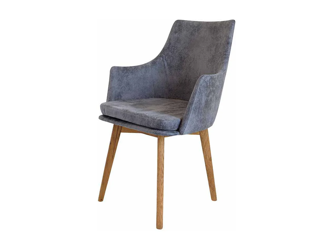 Esszimmerstuhl in Grau Microfaser Massivholzgestell