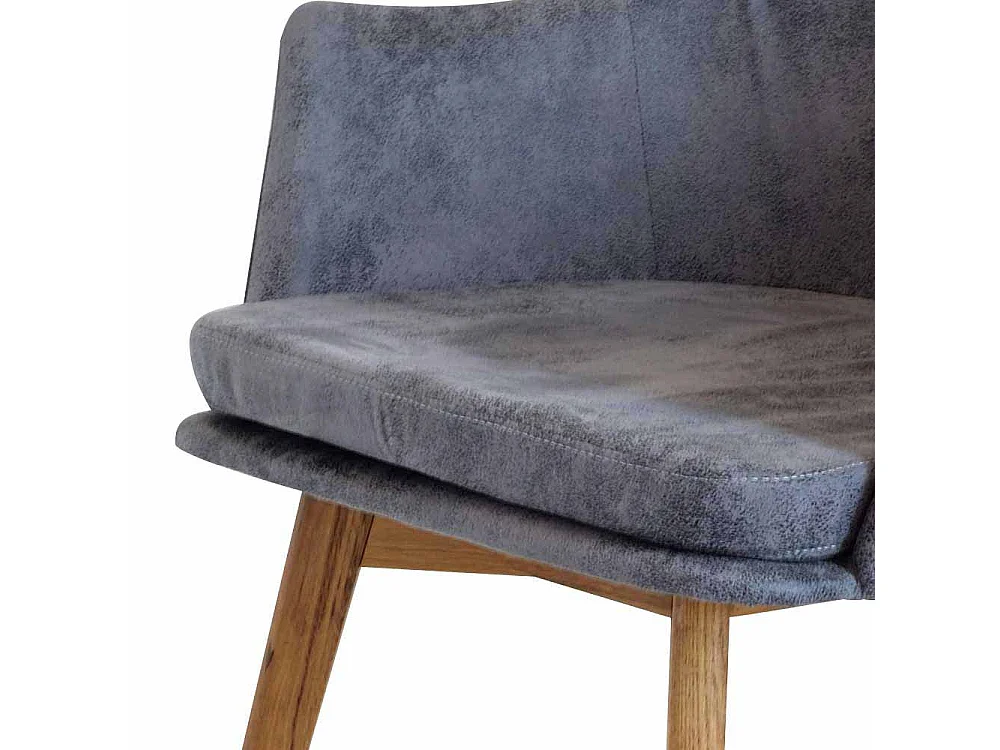 Esszimmerstuhl in Grau Microfaser Massivholzgestell