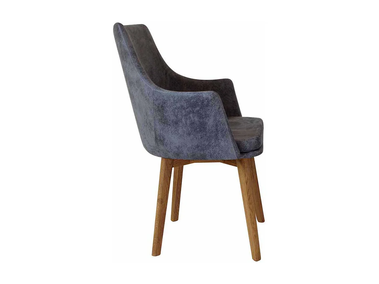Esszimmerstuhl in Grau Microfaser Massivholzgestell