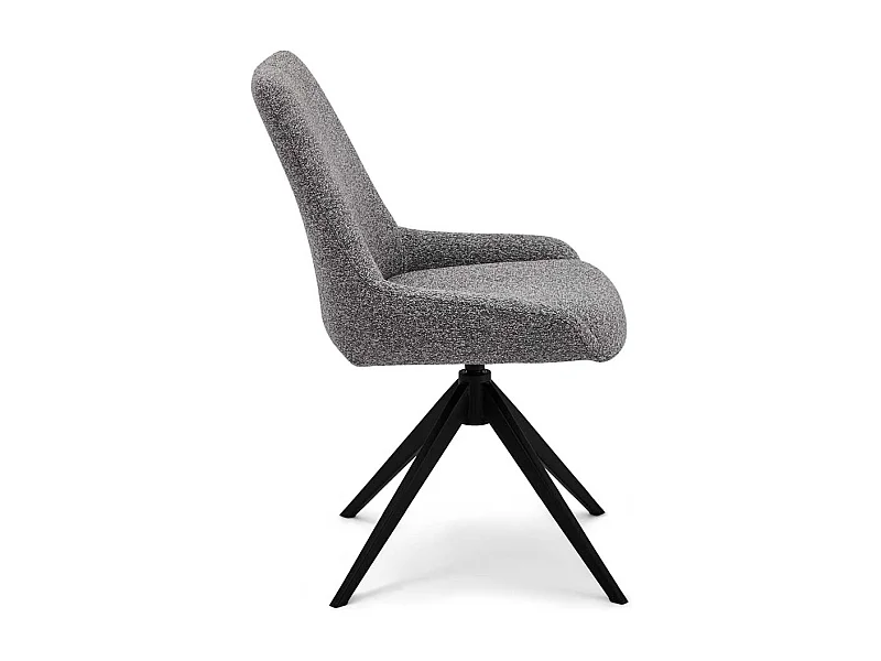 Essstuhl Kuechenstuhl aus Metall und Boucle Stoff (2er Set)