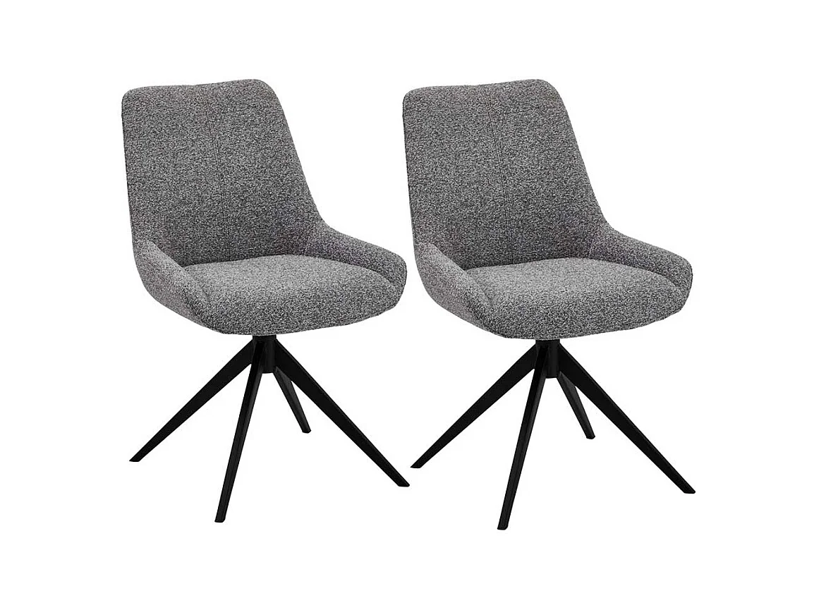Essstuhl Kuechenstuhl aus Metall und Boucle Stoff (2er Set)