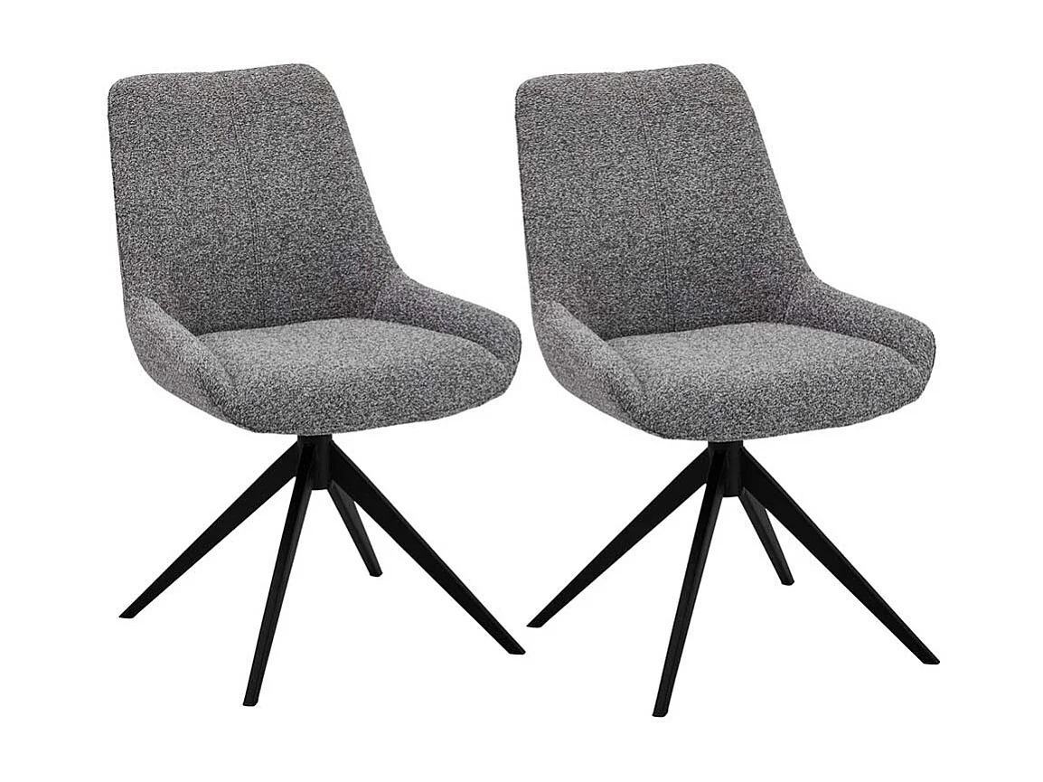 Essstuhl Kuechenstuhl aus Metall und Boucle Stoff (2er Set)