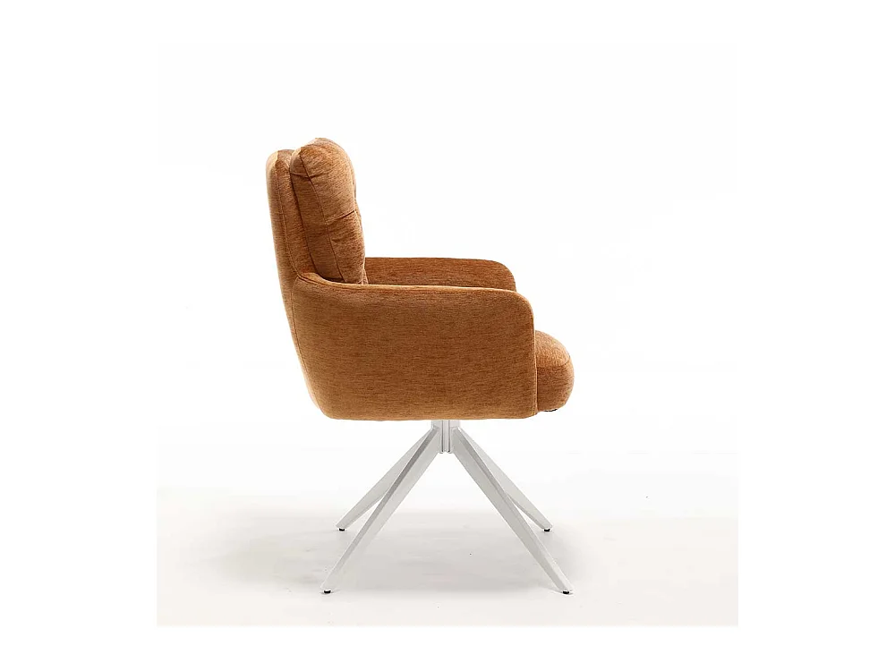 Armlehnstuhl Stuhl Set in Ocker aus Chenillegewebe (2er Set)