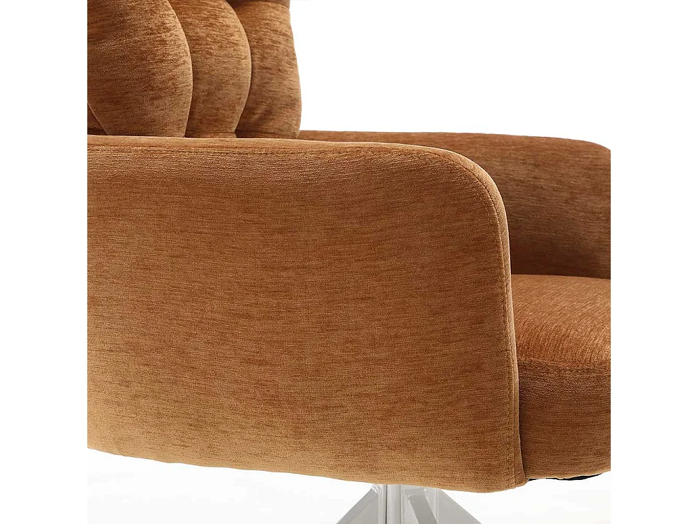 Armlehnstuhl Stuhl Set in Ocker aus Chenillegewebe (2er Set)