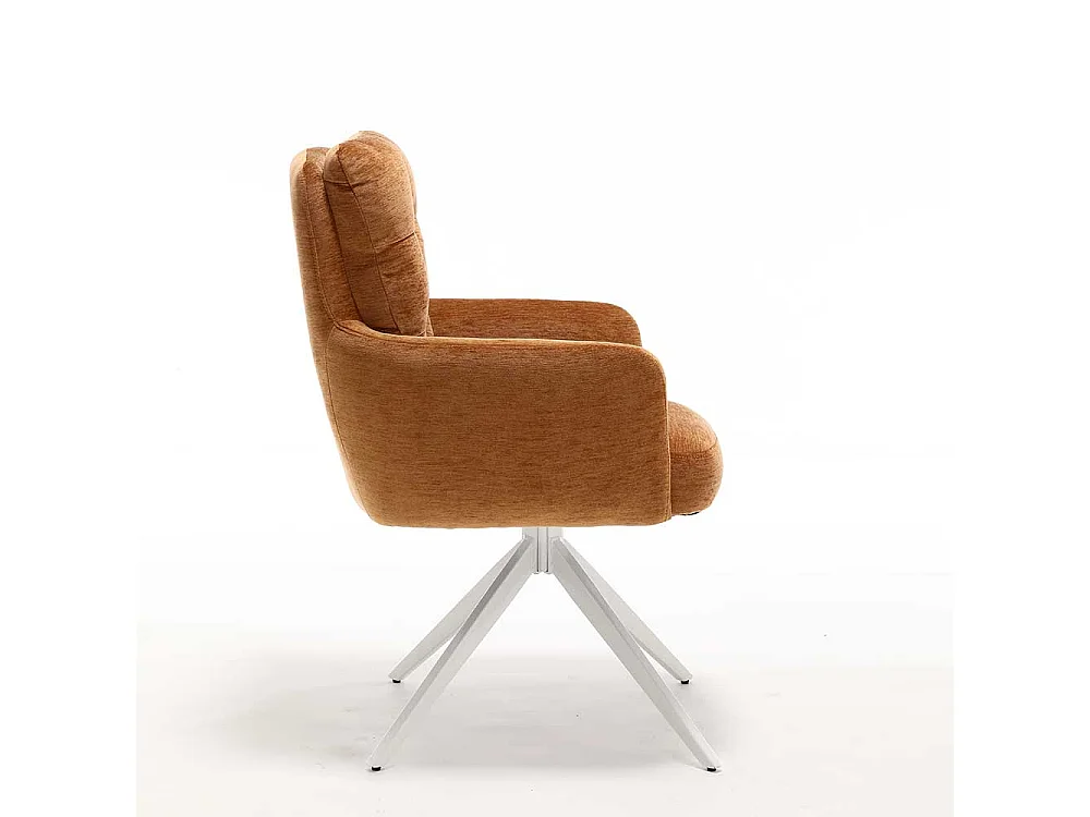 Armlehnstuhl Stuhl Set in Ocker aus Chenillegewebe (2er Set)