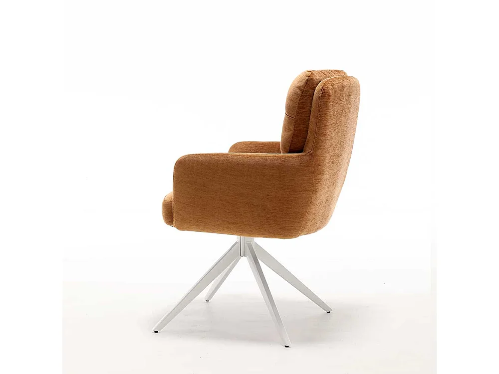 Armlehnstuhl Stuhl Set in Ocker aus Chenillegewebe (2er Set)