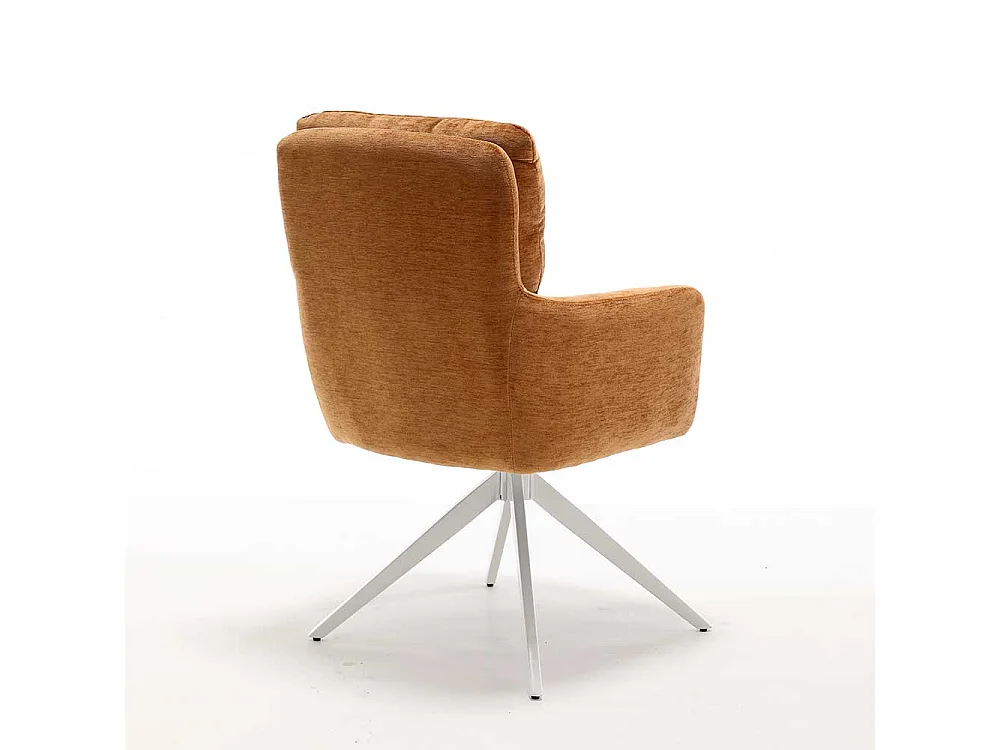 Armlehnstuhl Stuhl Set in Ocker aus Chenillegewebe (2er Set)