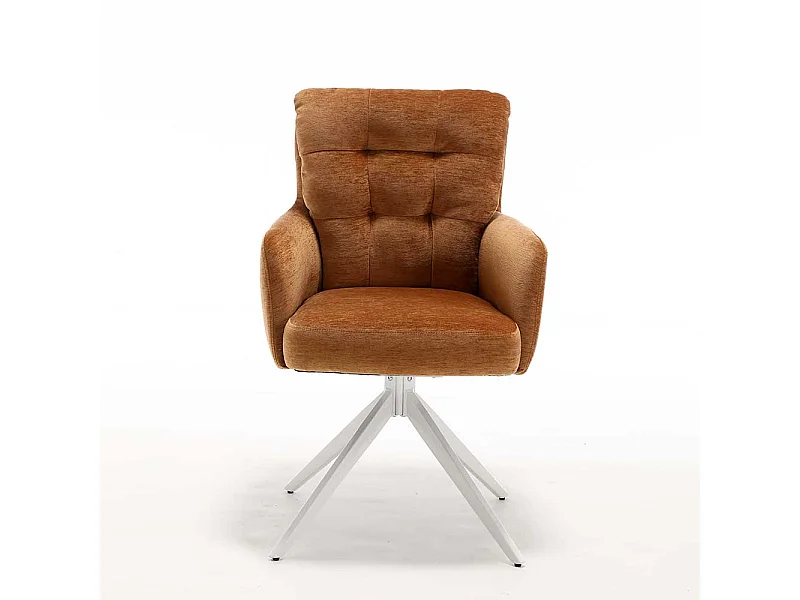 Armlehnstuhl Stuhl Set in Ocker aus Chenillegewebe (2er Set)