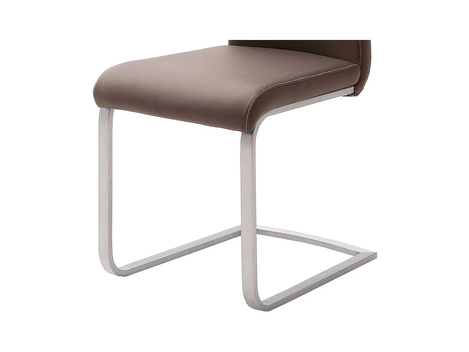 Esszimmer Freischwinger in Dunkelbraun Kunstleder Metall (4er Set)