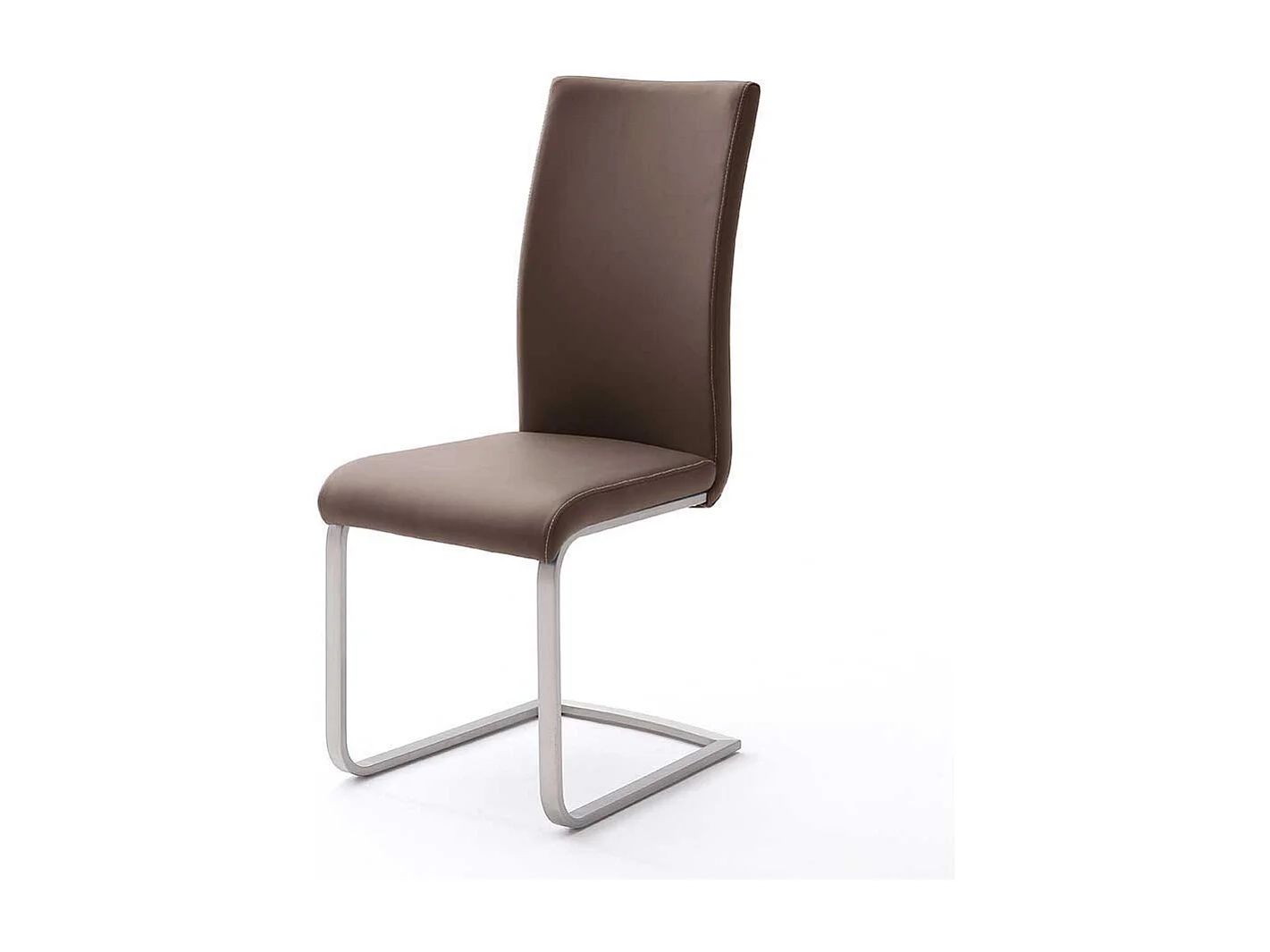 Esszimmer Freischwinger in Dunkelbraun Kunstleder Metall (4er Set)