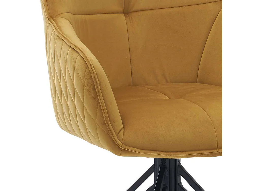 Armlehnstuhl Set drehbar in Goldfarben und Schwarz Samt und Metall (2er Set)