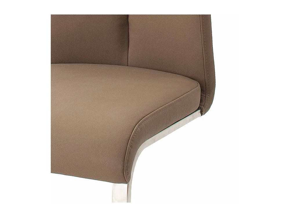 Freischwingerstuhl in Kunstleder Braun Edelstahl (2er Set)