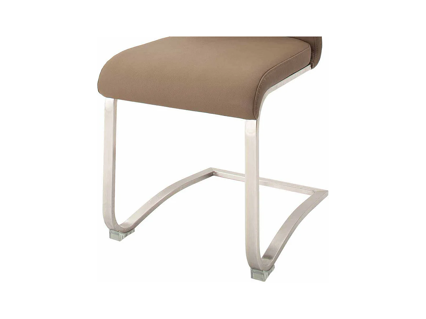 Freischwingerstuhl in Kunstleder Braun Edelstahl (2er Set)