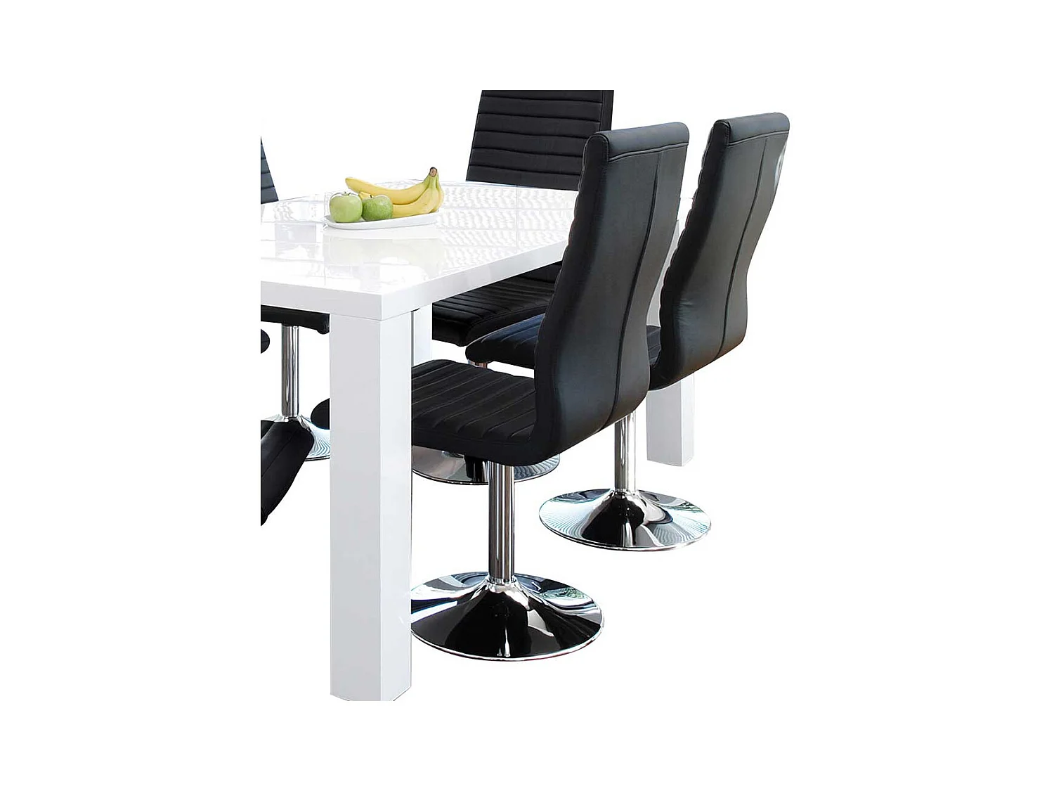 Polsterstühle in Schwarz Kunstleder drehbar (4er Set)