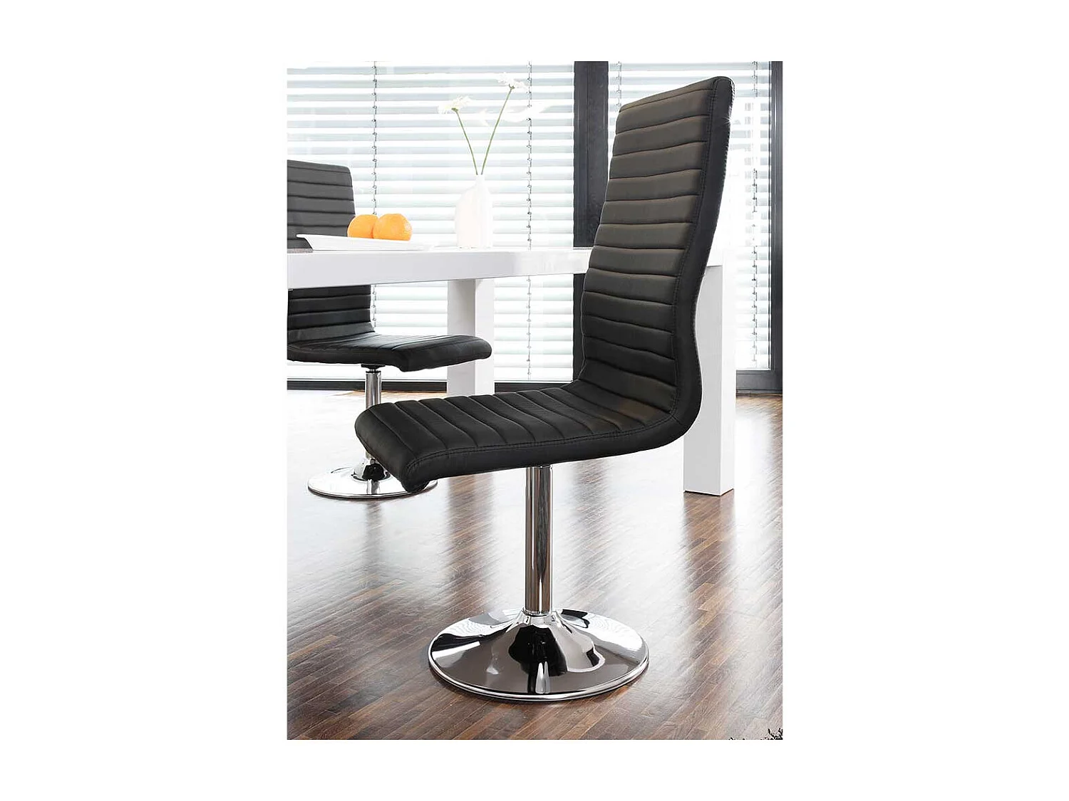 Polsterstühle in Schwarz Kunstleder drehbar (4er Set)