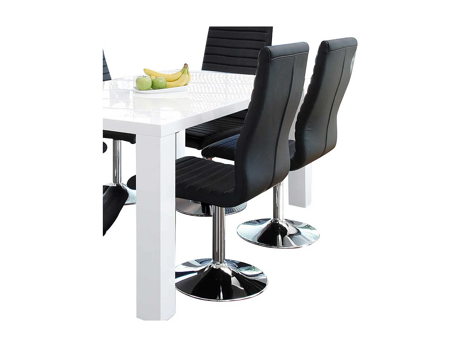 Polsterstühle in Schwarz Kunstleder drehbar (4er Set)