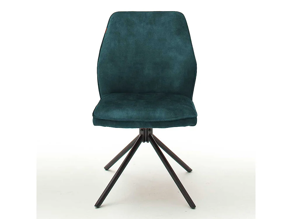 Polsterstühle in Petrol Velours Metallgestell drehbar (2er Set)
