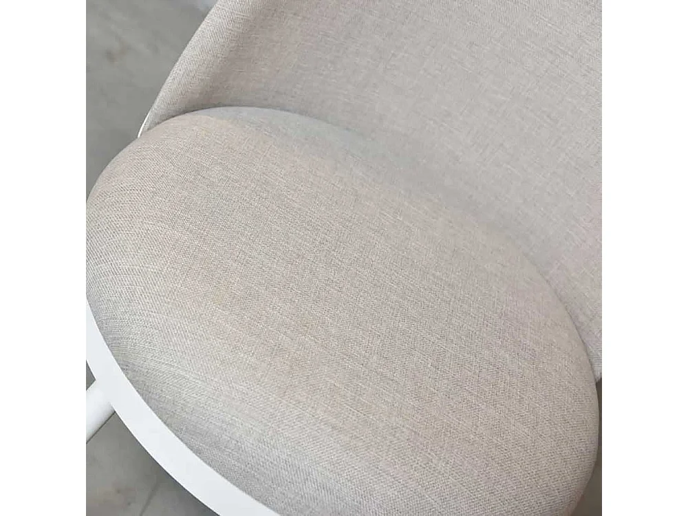 Retro Polsterstuhl in Weiß und Beige Metallgestell