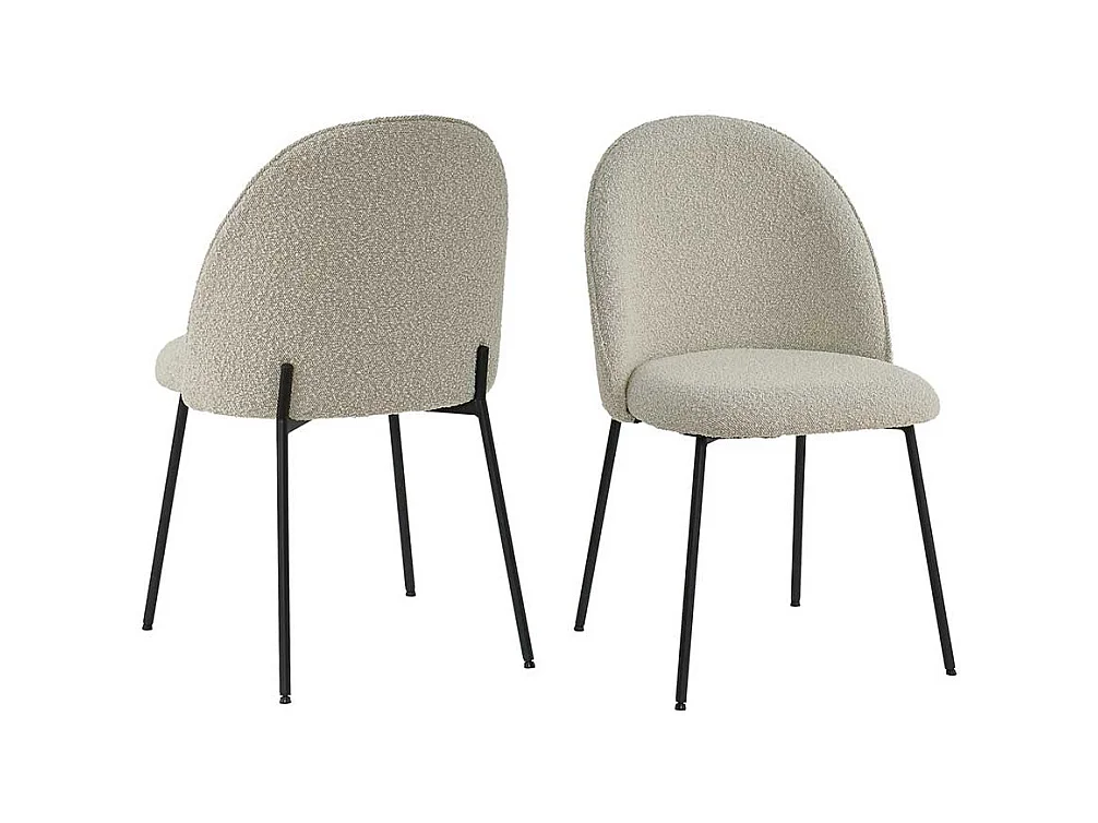 Polsterstuhl Esstischstuhl aus Boucle Stoff in Beigegrau (2er Set)