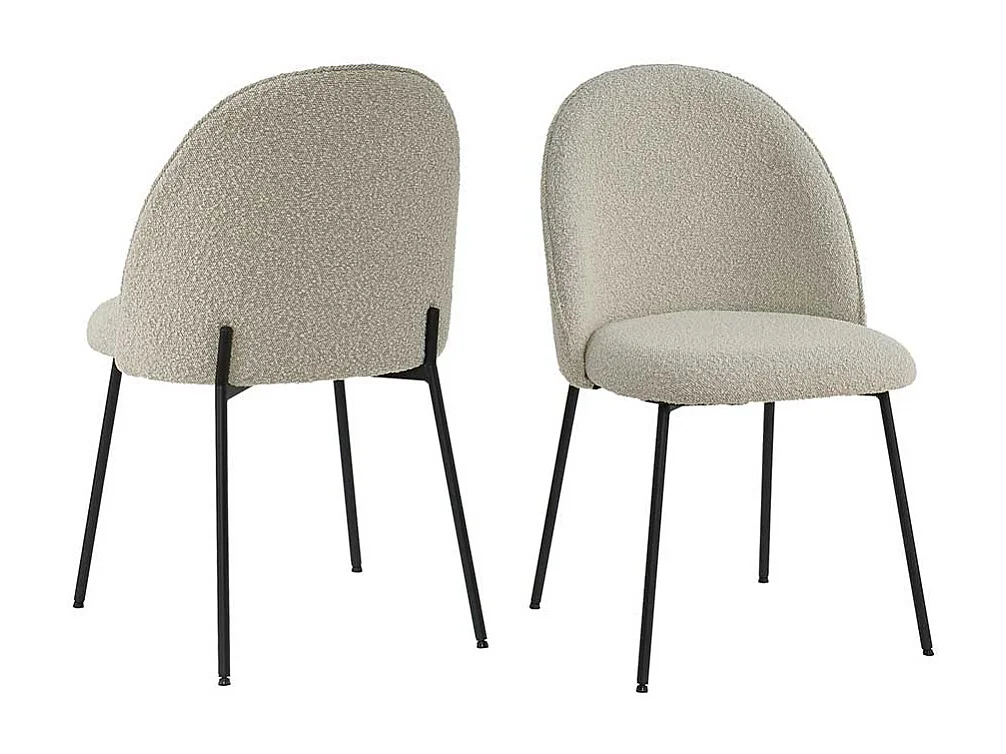 Polsterstuhl Esstischstuhl aus Boucle Stoff in Beigegrau (2er Set)