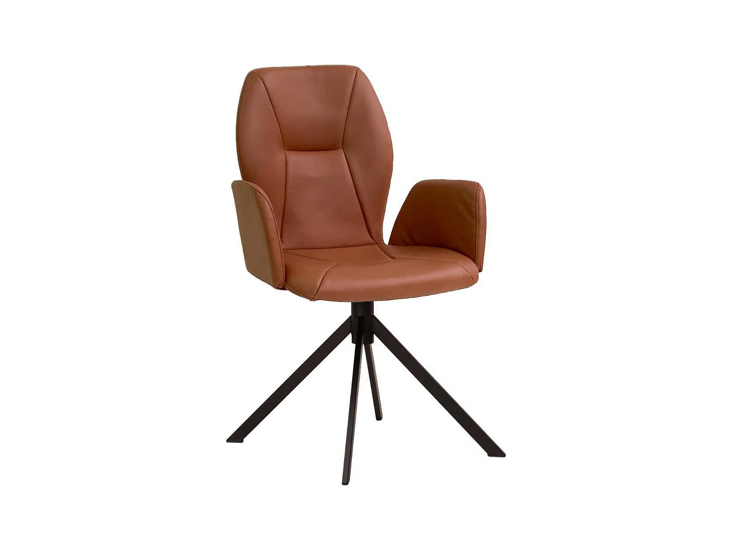 Polsterstuhl Esszimmerstuhl in Cognac Braun mit Armlehnen