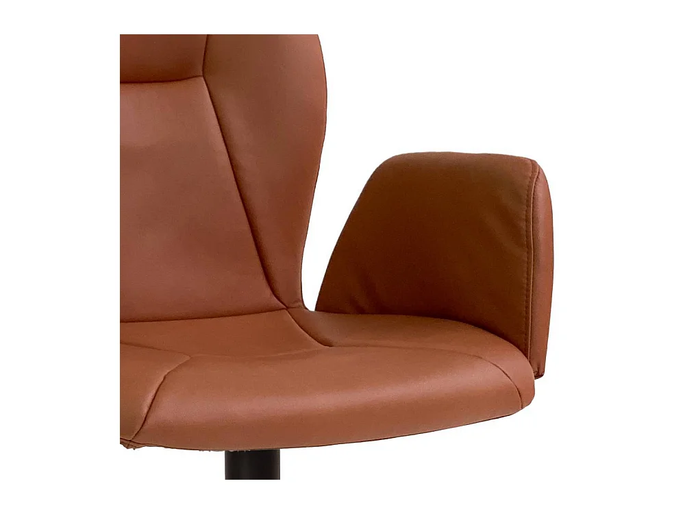 Polsterstuhl Esszimmerstuhl in Cognac Braun mit Armlehnen