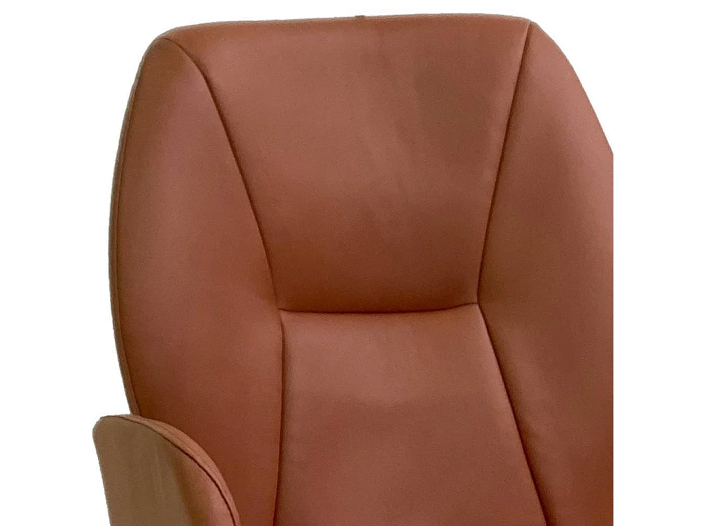 Polsterstuhl Esszimmerstuhl in Cognac Braun mit Armlehnen