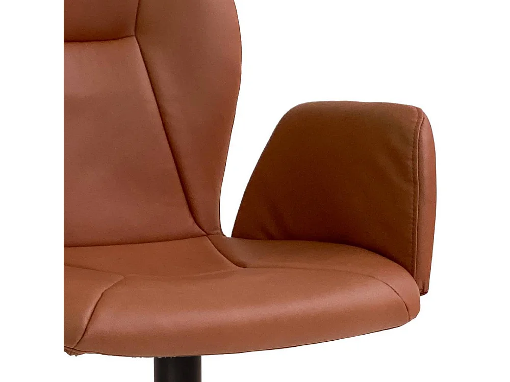Polsterstuhl Esszimmerstuhl in Cognac Braun mit Armlehnen
