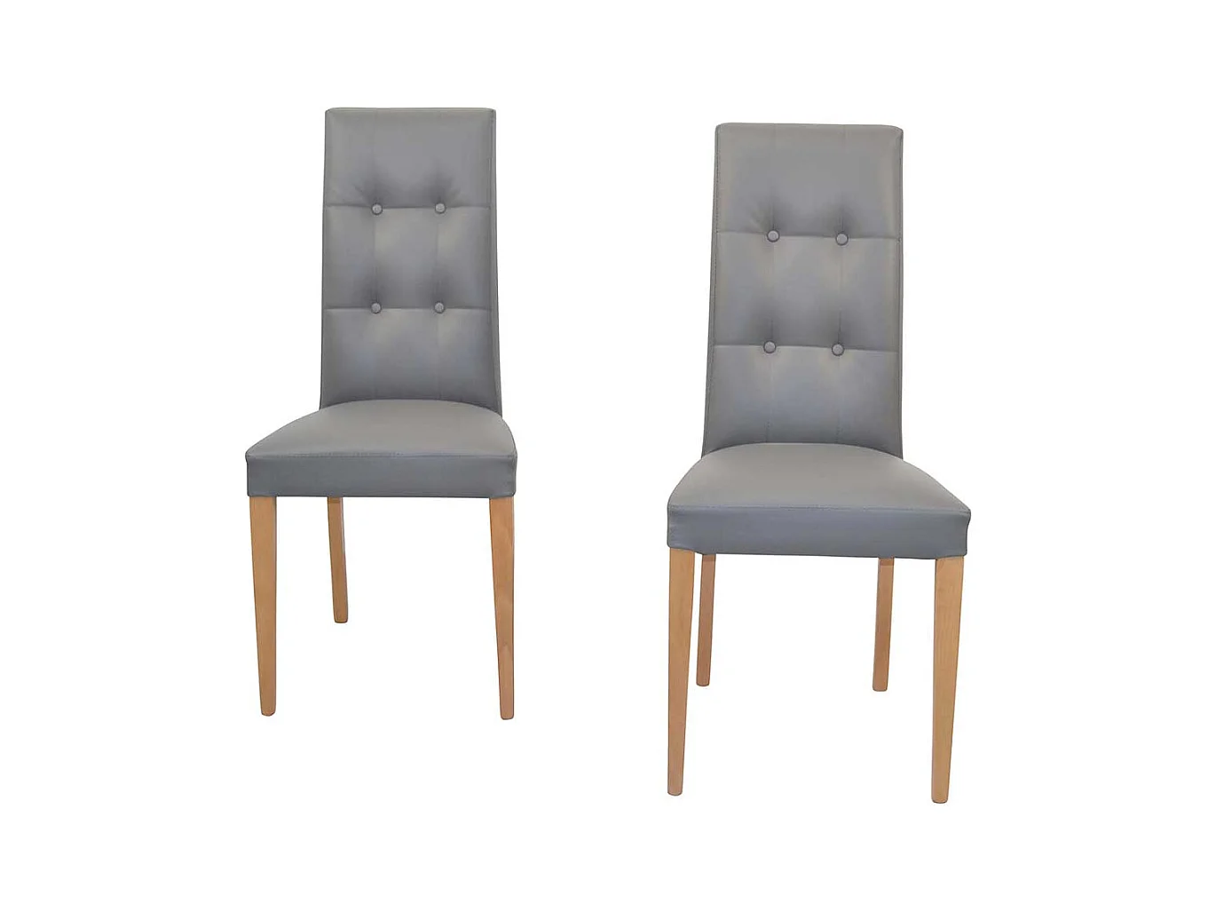 Polsterstuhl Hochlehner in Grau und Eichefarben Kunstleder Bezug (2er Set)