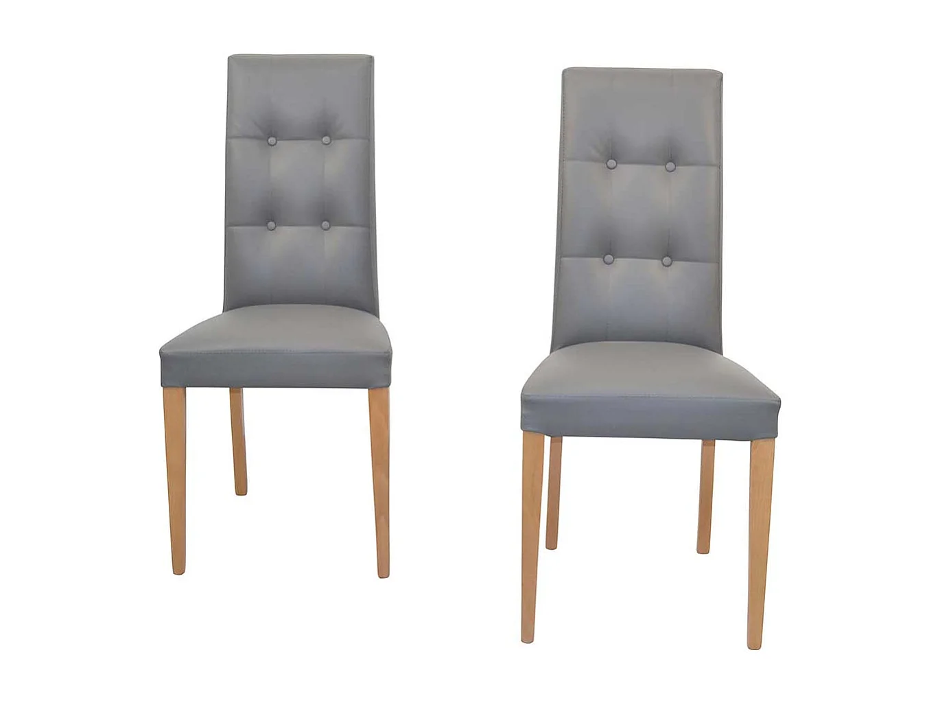 Polsterstuhl Hochlehner in Grau und Eichefarben Kunstleder Bezug (2er Set)