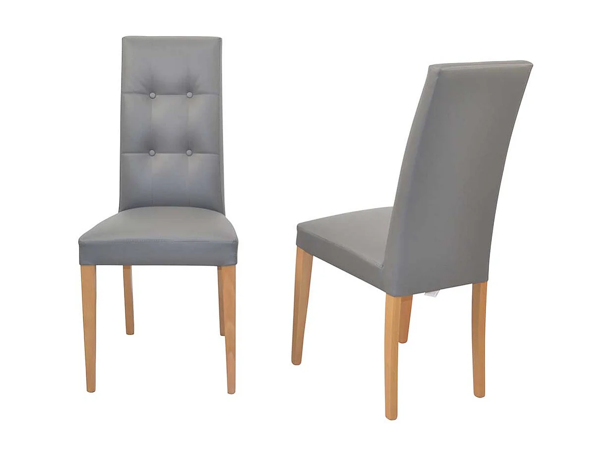 Polsterstuhl Hochlehner in Grau und Eichefarben Kunstleder Bezug (2er Set)