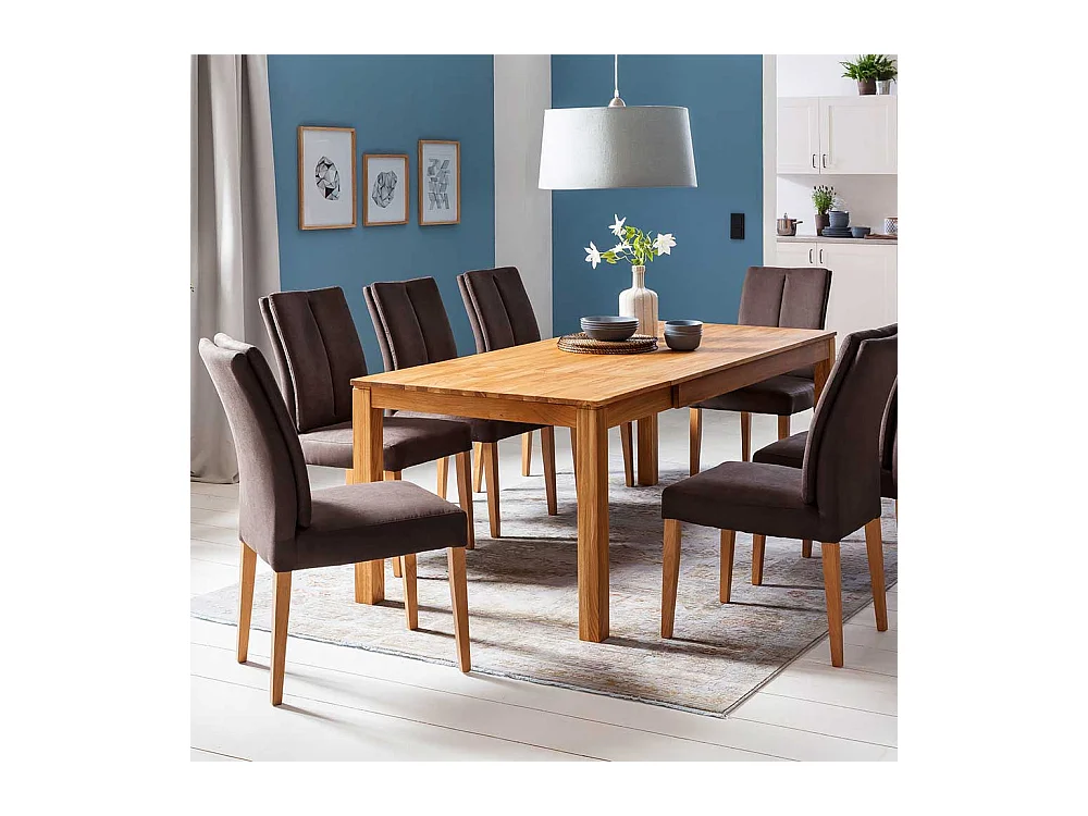 Microfaser Stuhl in Dunkelbraun Gestell aus Eiche Massivholz