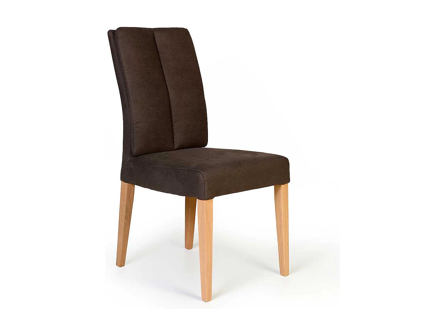 Microfaser Stuhl in Dunkelbraun Gestell aus Eiche Massivholz (2er Set)