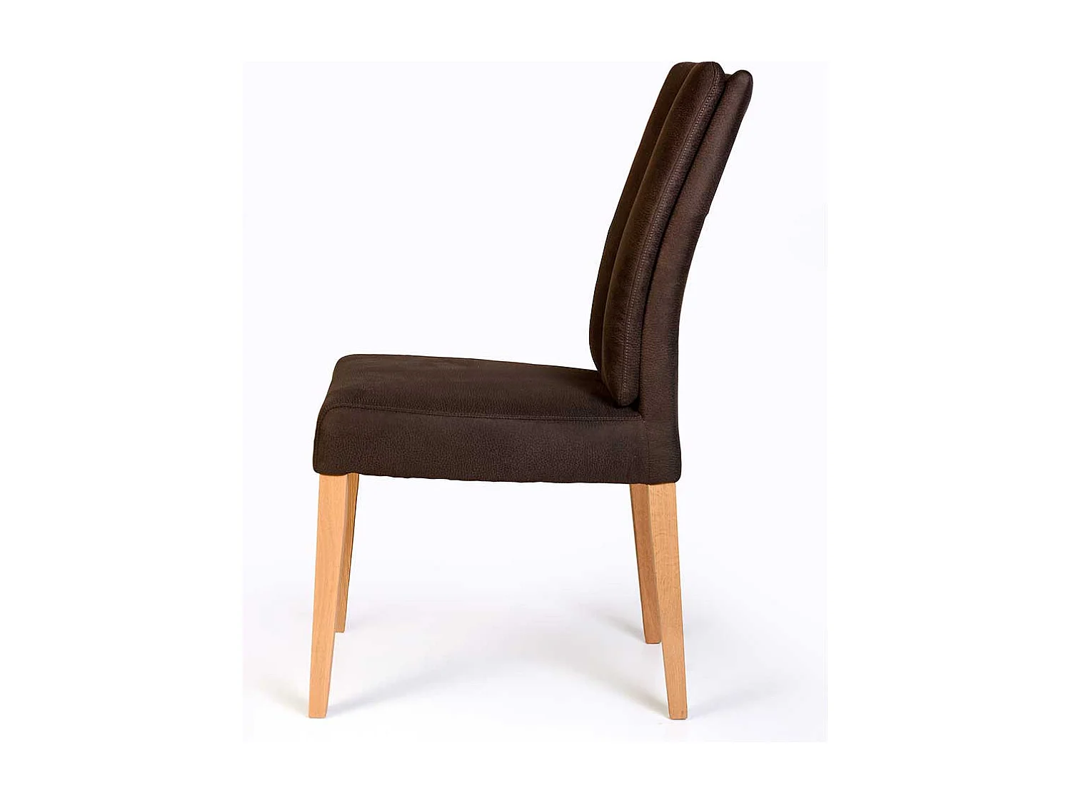 Microfaser Stuhl in Dunkelbraun Gestell aus Eiche Massivholz (2er Set)