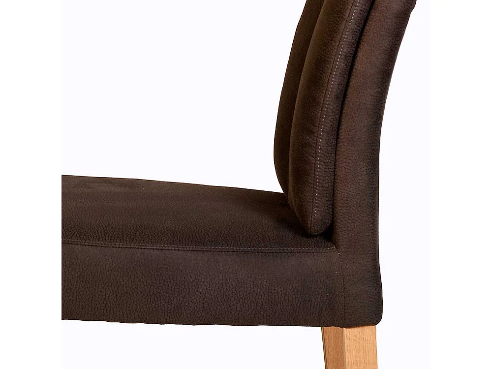 Microfaser Stuhl in Dunkelbraun Gestell aus Eiche Massivholz (2er Set)