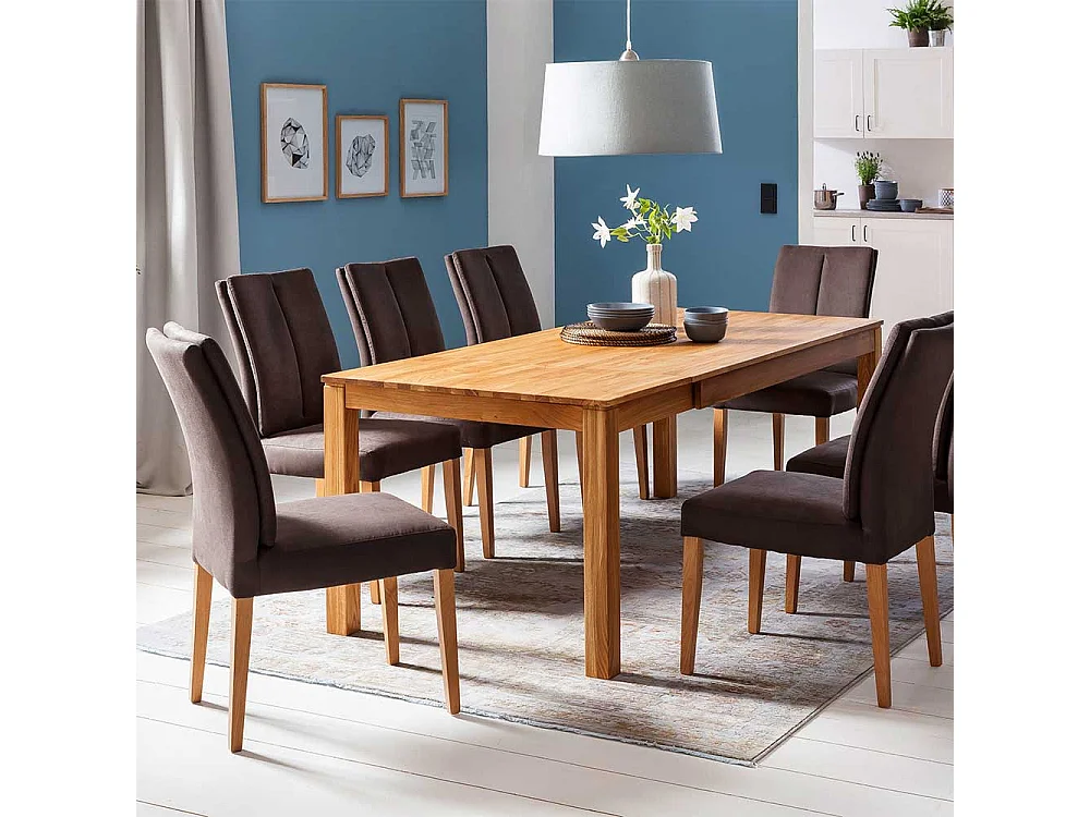 Microfaser Stuhl in Dunkelbraun Gestell aus Eiche Massivholz (2er Set)