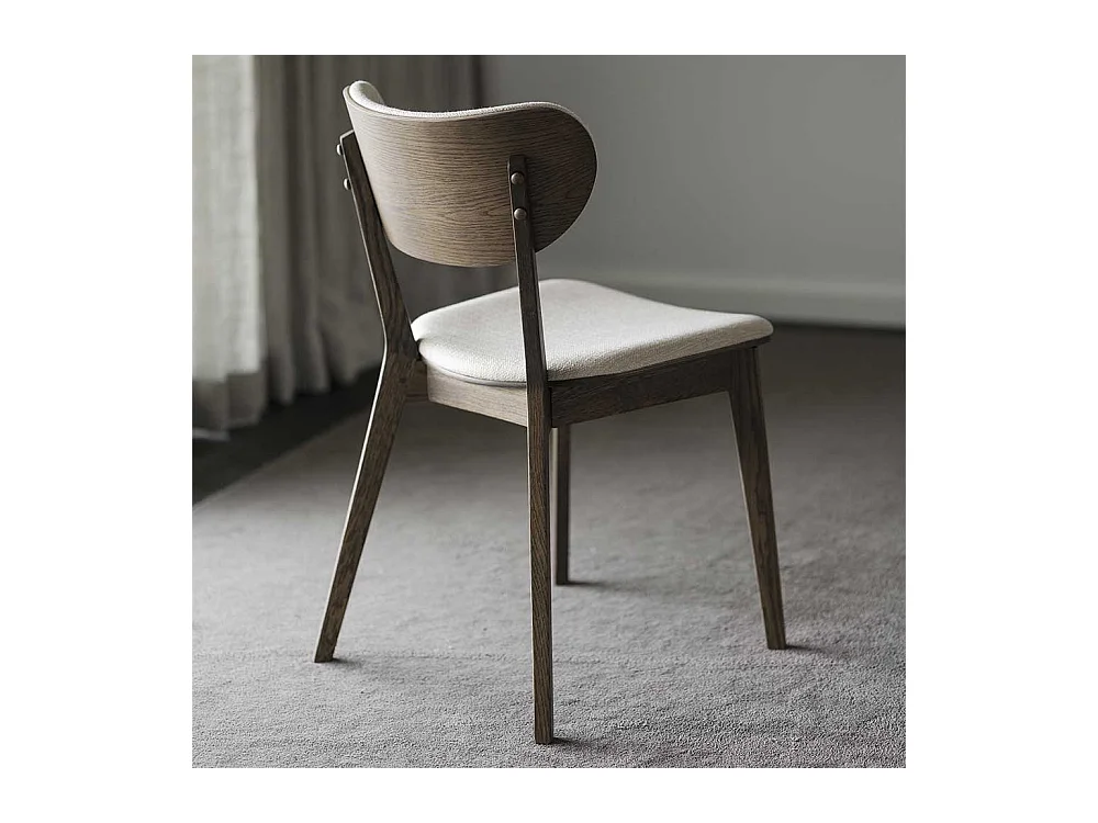 Retro Esstischstühle in Eiche dunkel und Beige 46 cm Sitzhöhe (2er Set)