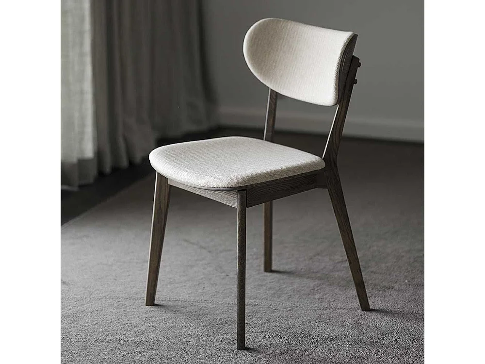 Retro Esstischstühle in Eiche dunkel und Beige 46 cm Sitzhöhe (2er Set)