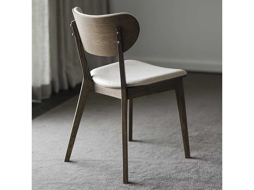 Retro Esstischstühle in Eiche dunkel und Beige 46 cm Sitzhöhe (2er Set)