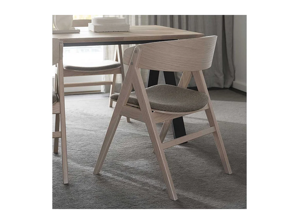 Esstisch Stühle in Eichefarben White Wash Webstoff Hellbraun (2er Set)