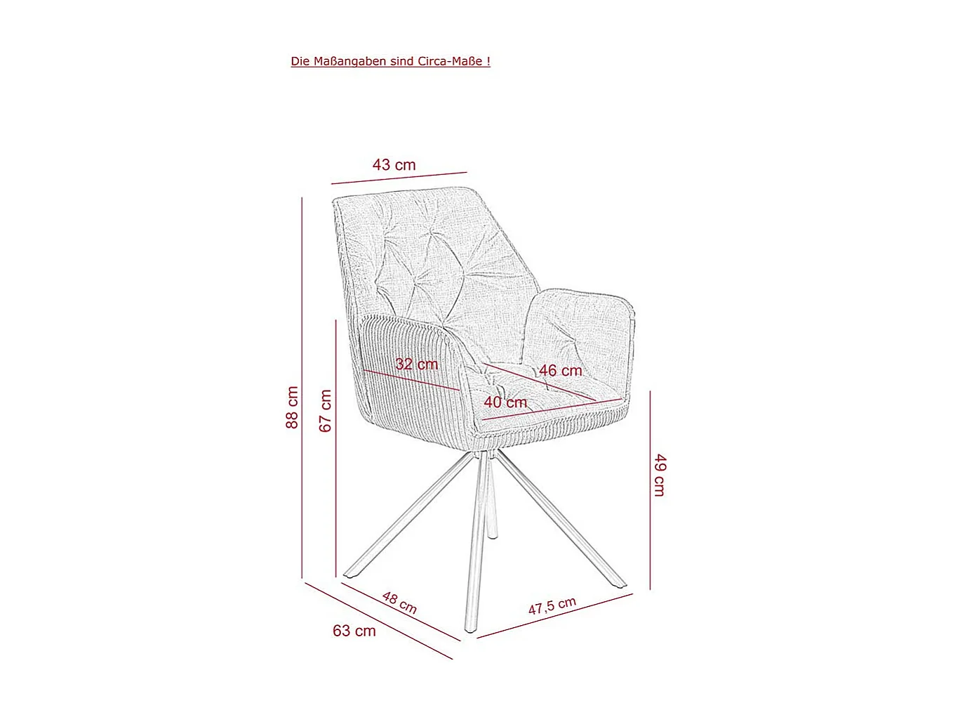 Esszimmerarmlehnstuhl in Anthrazit Gestell aus Metall (2er Set)