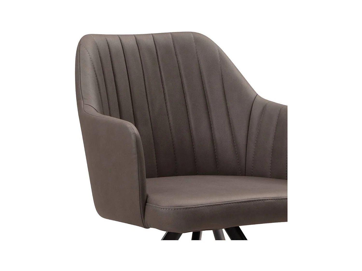 Armlehnstuhl Polsterstuhl Esszimmer in Dunkelbraun mit aufwendigen Steppungen