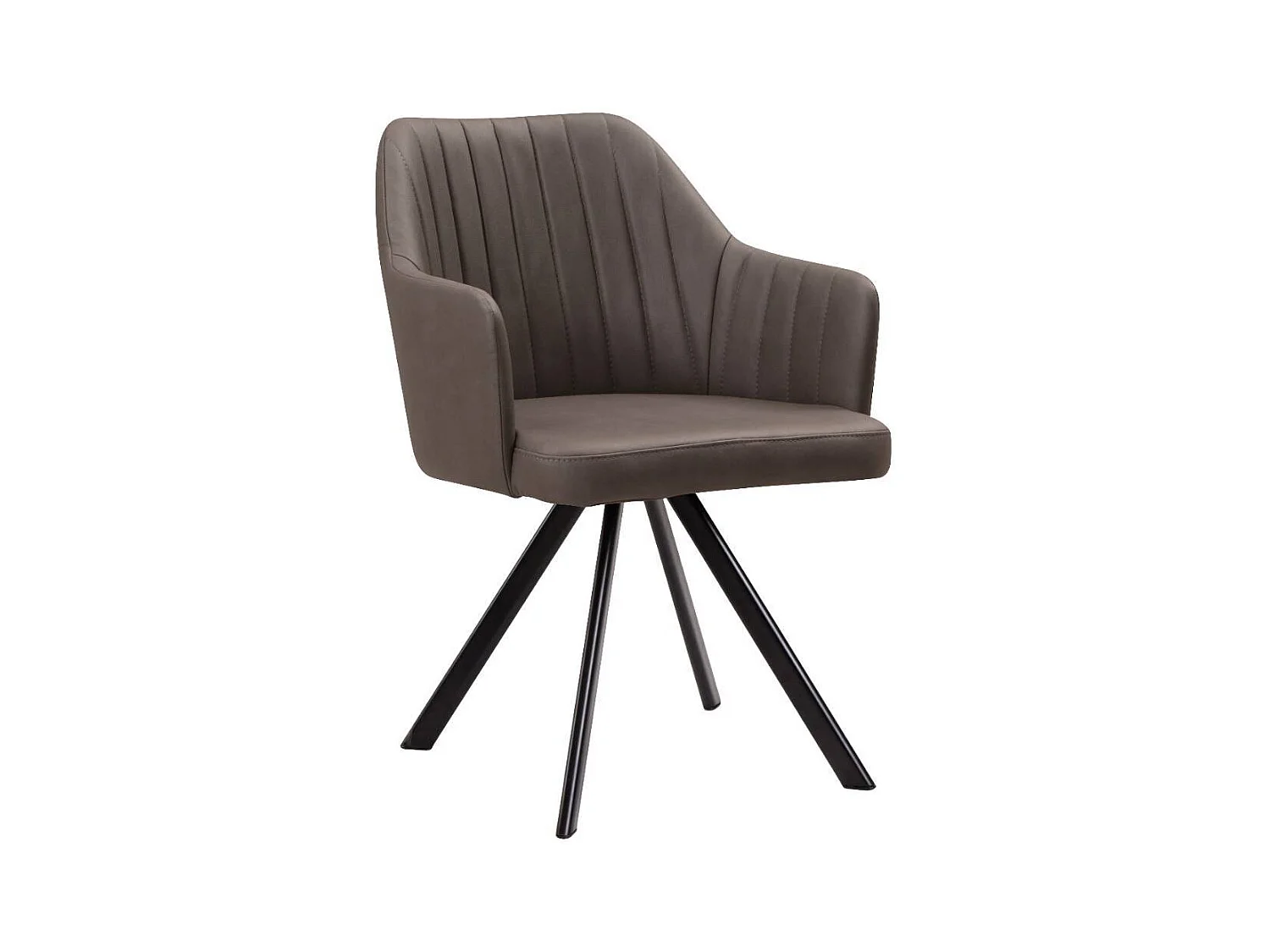 Armlehnstuhl Polsterstuhl Esszimmer in Dunkelbraun mit aufwendigen Steppungen